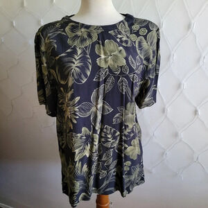Vintage Jones New York Floral Top / Black & Green / Pullover / Size 10